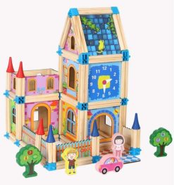 Дървен конструктор къщаи 128 части